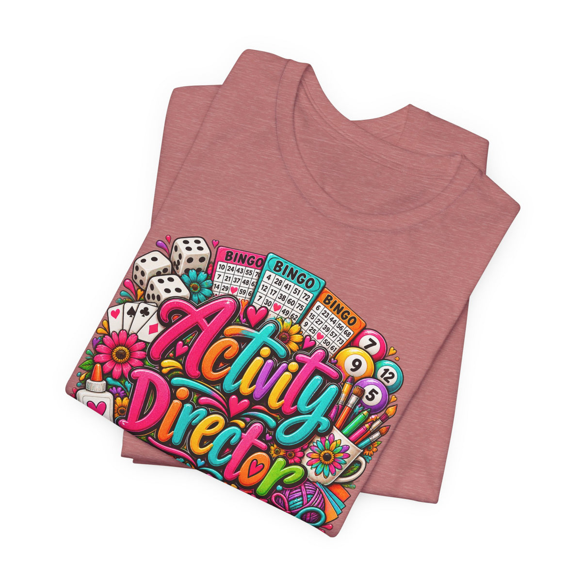 Activity Director Shirt – Colorful Bingo & Crafts Graphic Tee – Healthcare Activity Staff Gift