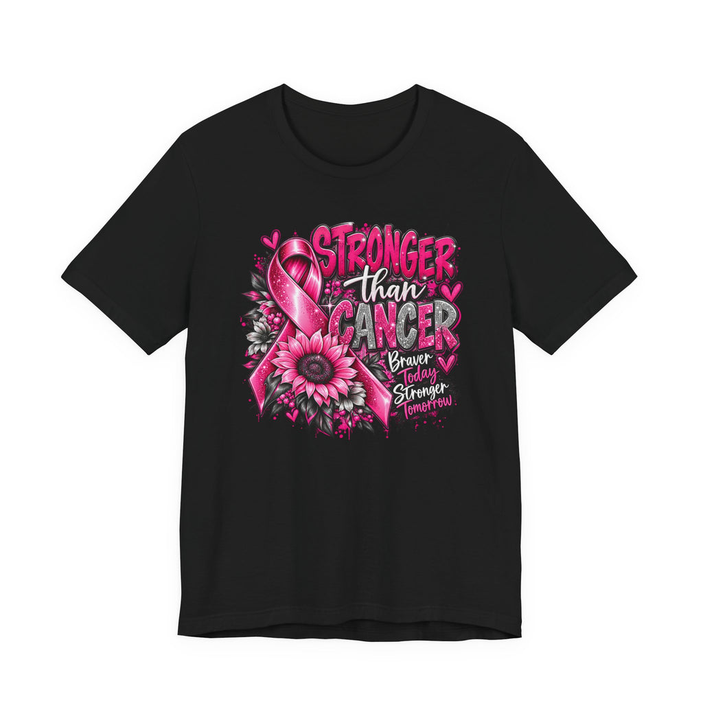 Stronger Than Cancer Breast Cancer Awareness T-Shirt | Pink Ribbon Graphic Tee