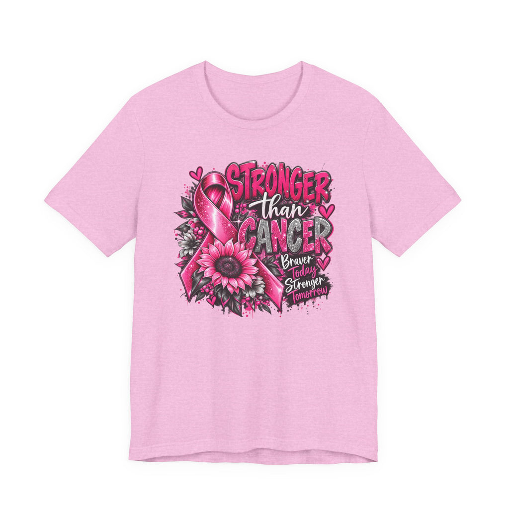 Stronger Than Cancer Breast Cancer Awareness T-Shirt | Pink Ribbon Graphic Tee
