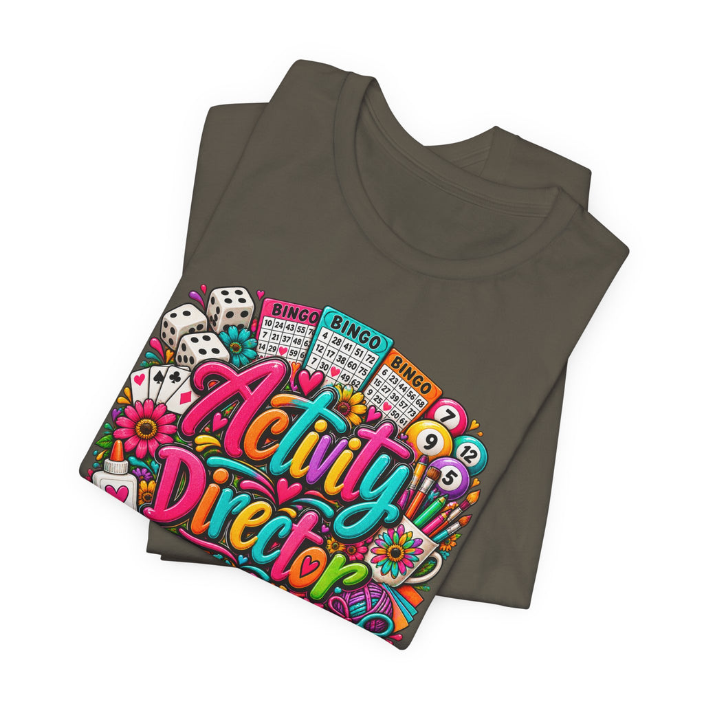 Activity Director Shirt – Colorful Bingo & Crafts Graphic Tee – Healthcare Activity Staff Gift