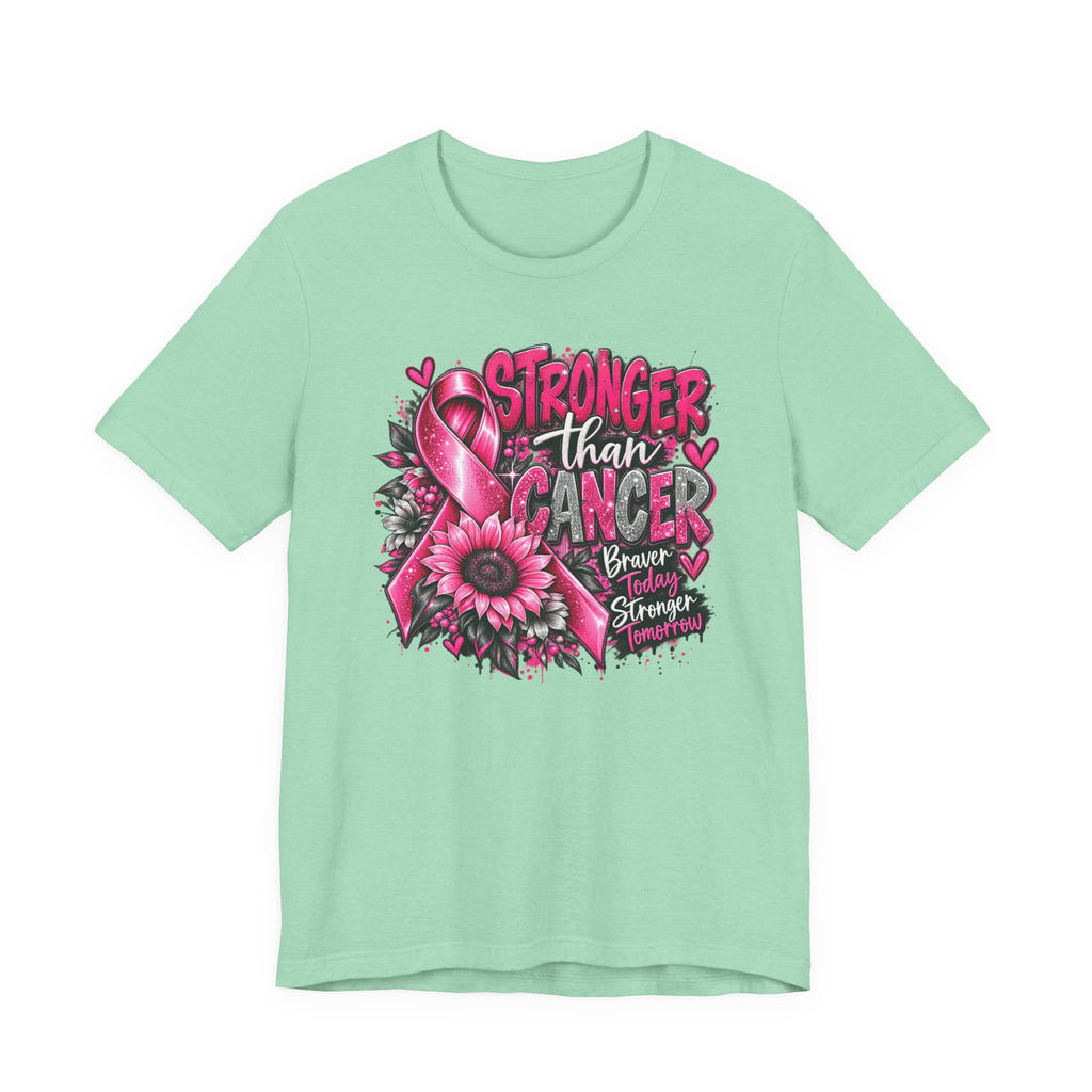Stronger Than Cancer Breast Cancer Awareness T-Shirt | Pink Ribbon Graphic Tee