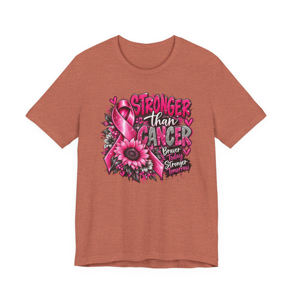 Stronger Than Cancer Breast Cancer Awareness T-Shirt | Pink Ribbon Graphic Tee