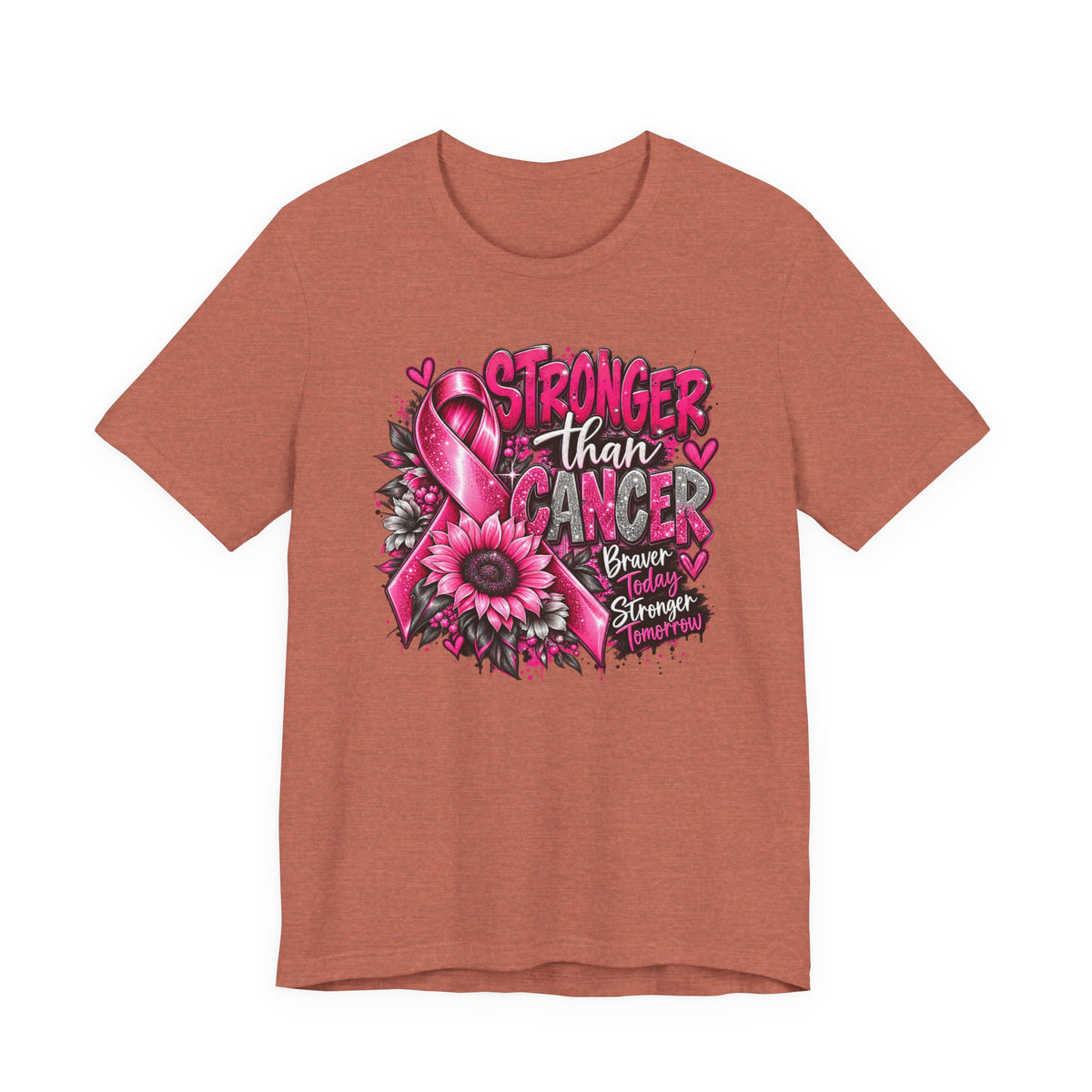 Stronger Than Cancer Breast Cancer Awareness T-Shirt | Pink Ribbon Graphic Tee