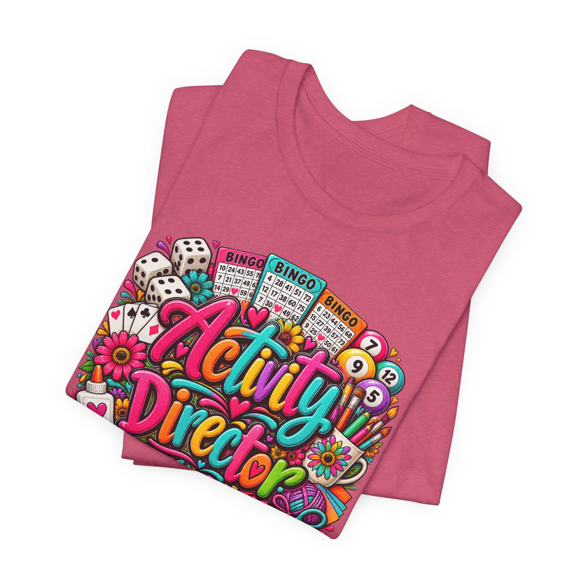 Activity Director Shirt – Colorful Bingo & Crafts Graphic Tee – Healthcare Activity Staff Gift