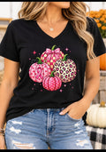 Pink Pumpkin Breast Cancer Awareness V-Neck T-Shirt | Fall Graphic Tee