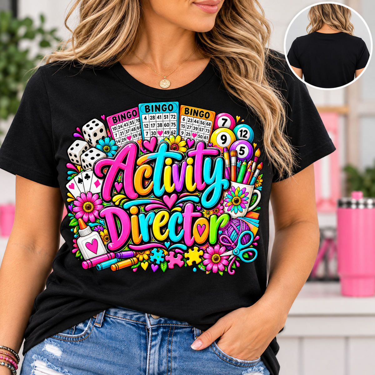 Activity Director Shirt – Colorful Bingo & Crafts Graphic Tee – Healthcare Activity Staff Gift