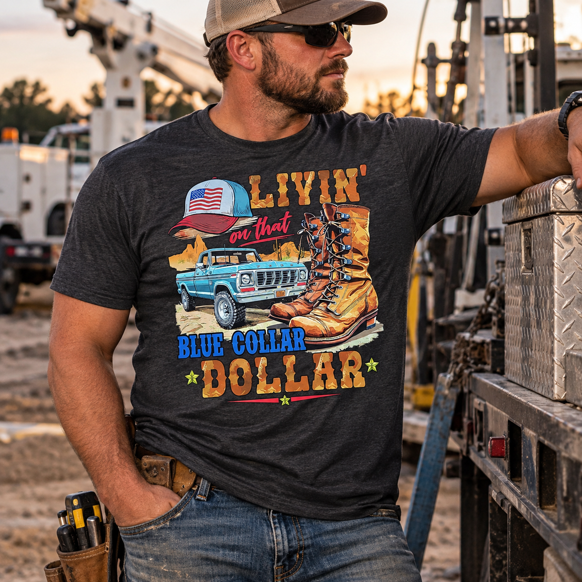 Blue Collar Dollar T-Shirt | Work Boots & Truck Graphic Tee