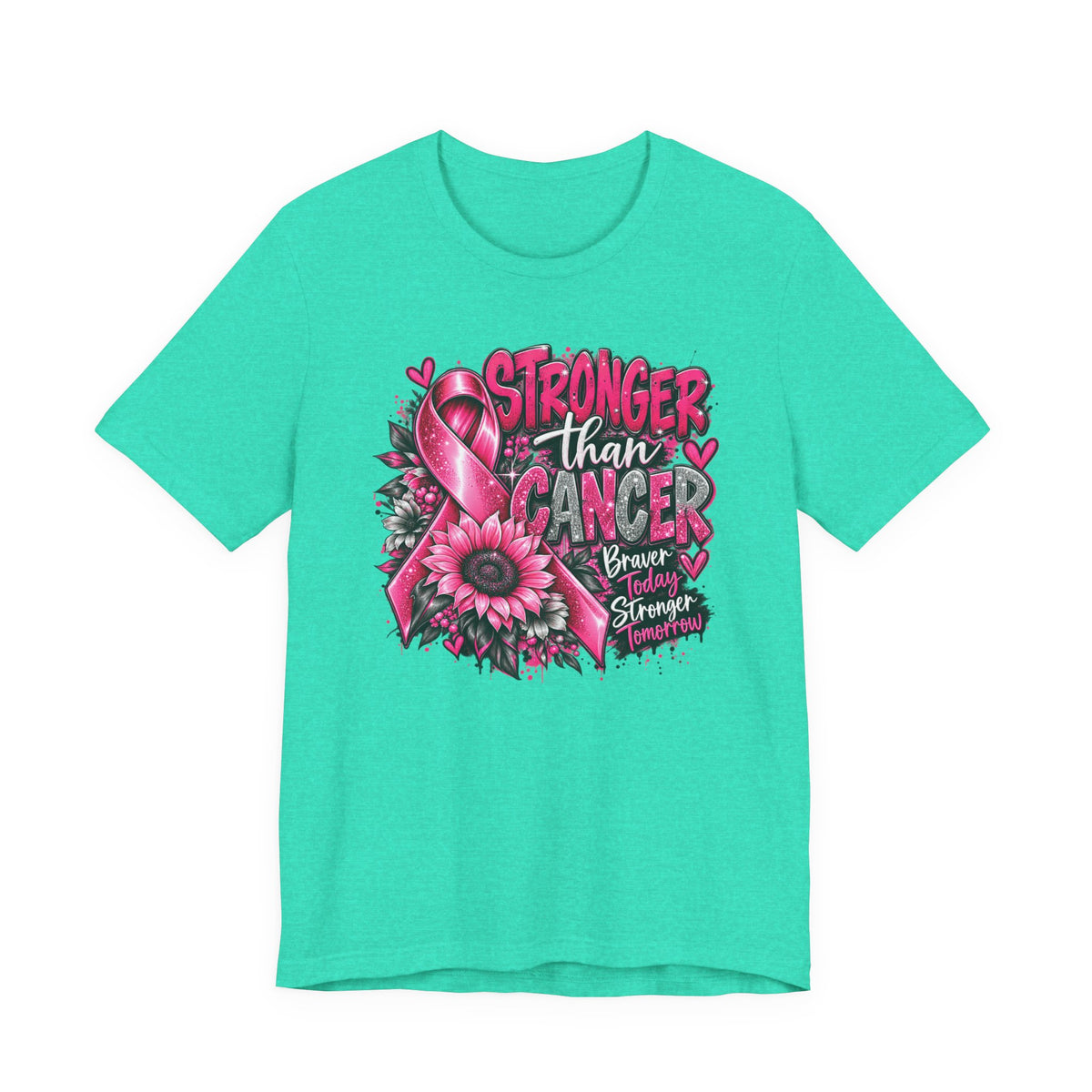 Stronger Than Cancer Breast Cancer Awareness T-Shirt | Pink Ribbon Graphic Tee
