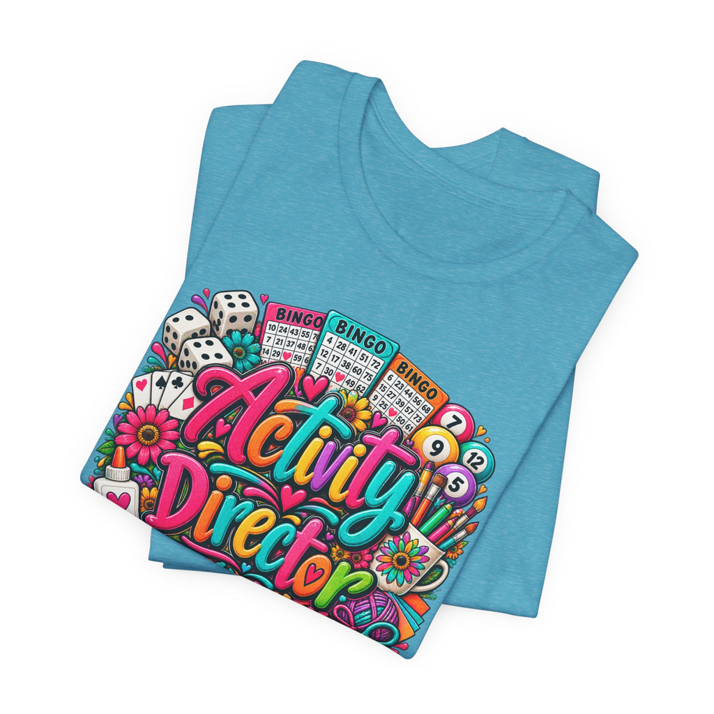 Activity Director Shirt – Colorful Bingo & Crafts Graphic Tee – Healthcare Activity Staff Gift
