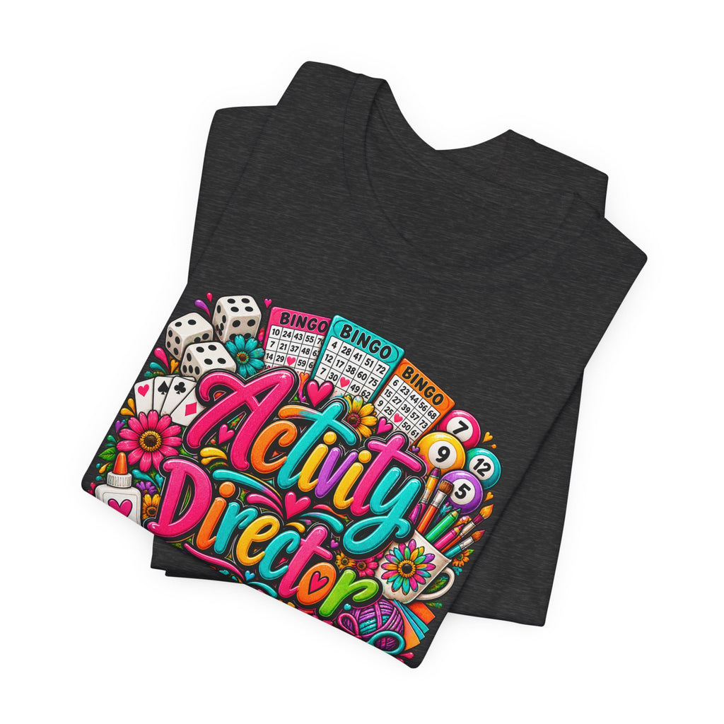 Activity Director Shirt – Colorful Bingo & Crafts Graphic Tee – Healthcare Activity Staff Gift
