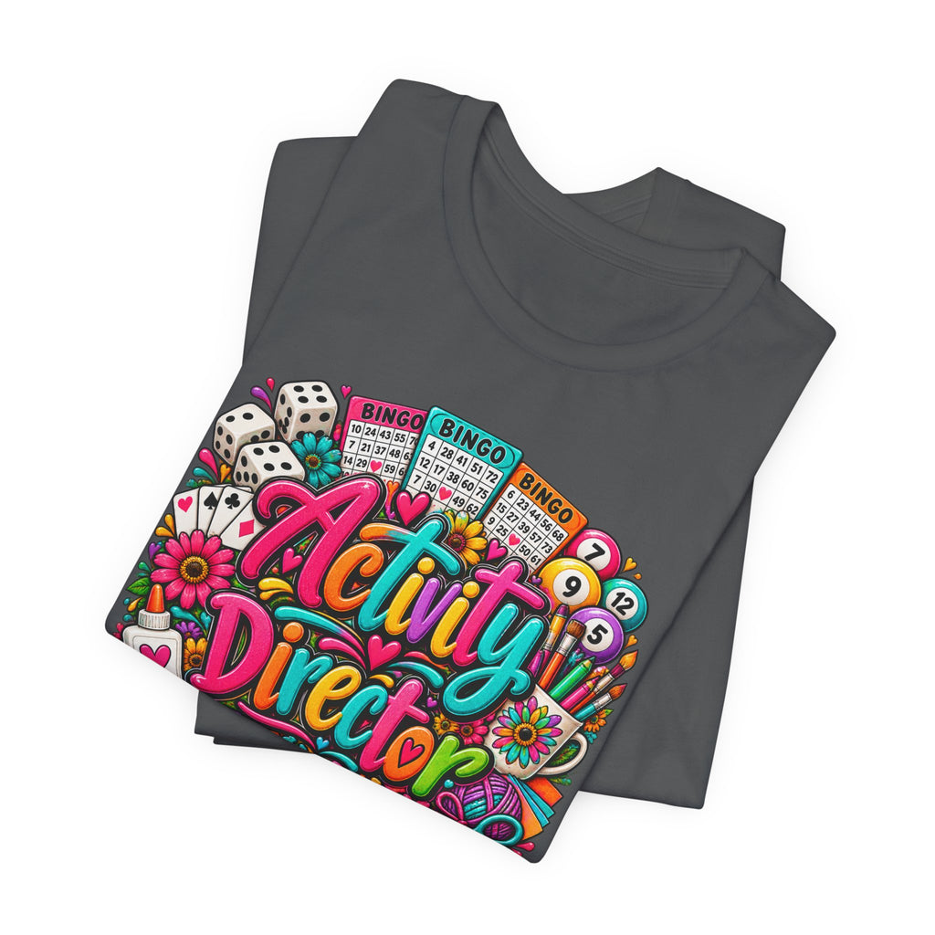 Activity Director Shirt – Colorful Bingo & Crafts Graphic Tee – Healthcare Activity Staff Gift