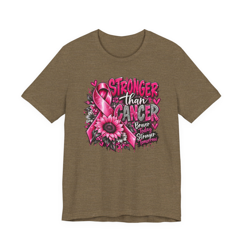 Stronger Than Cancer Breast Cancer Awareness T-Shirt | Pink Ribbon Graphic Tee