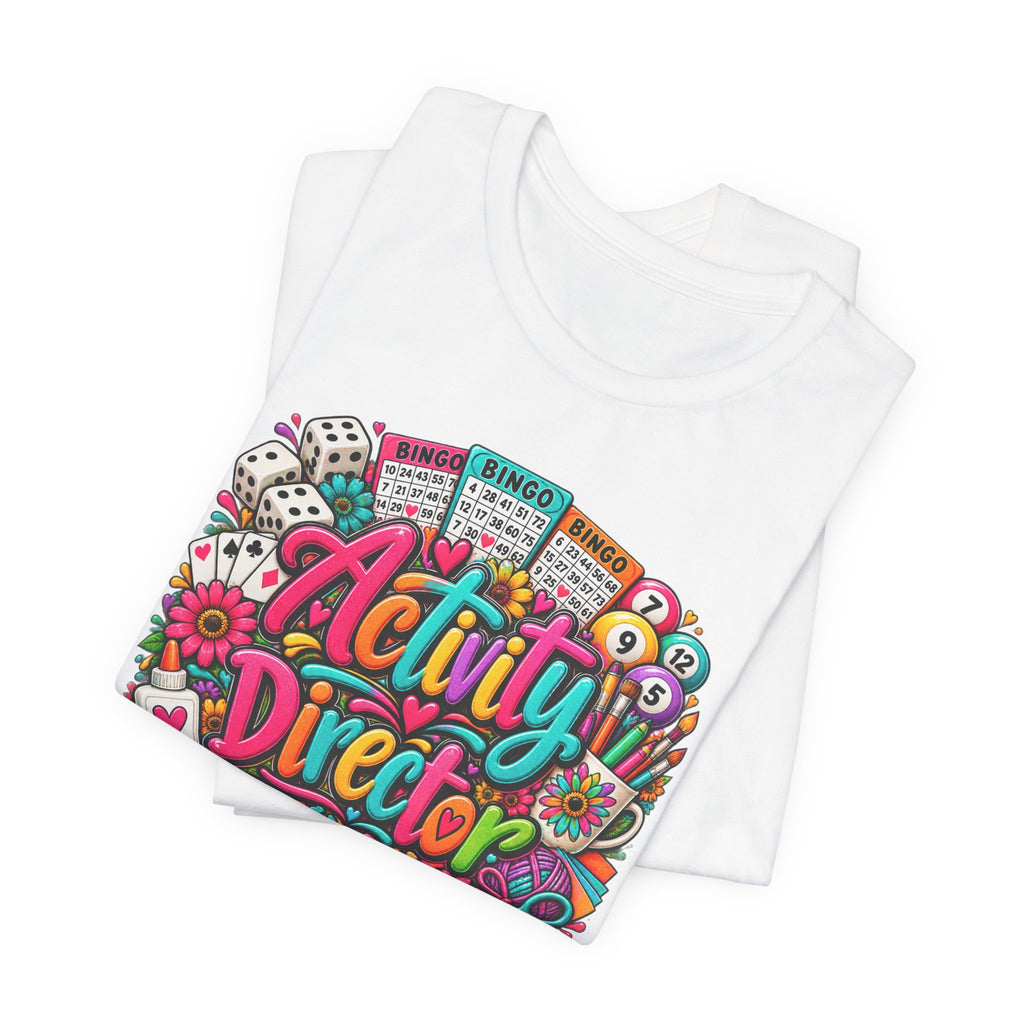 Activity Director Shirt – Colorful Bingo & Crafts Graphic Tee – Healthcare Activity Staff Gift