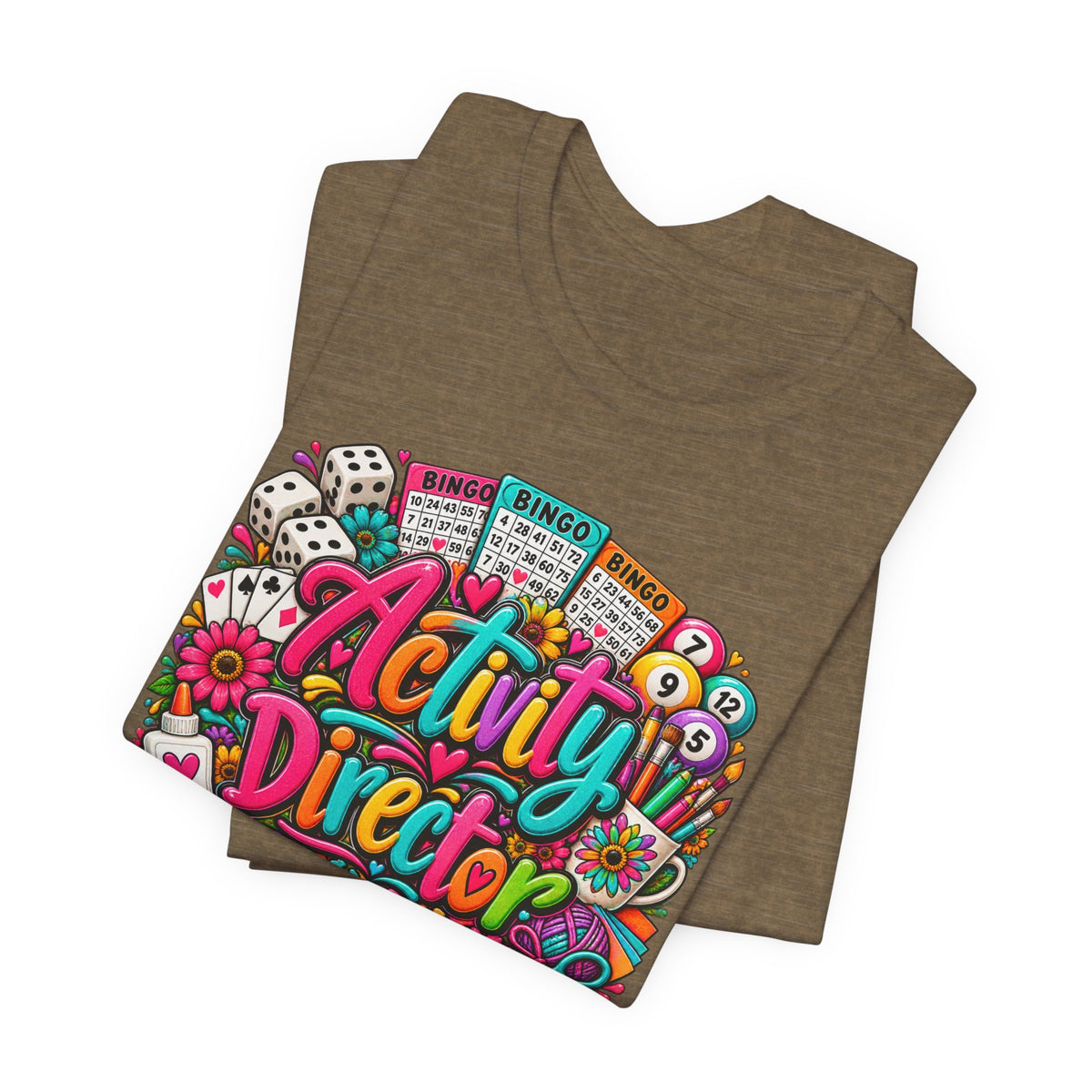 Activity Director Shirt – Colorful Bingo & Crafts Graphic Tee – Healthcare Activity Staff Gift