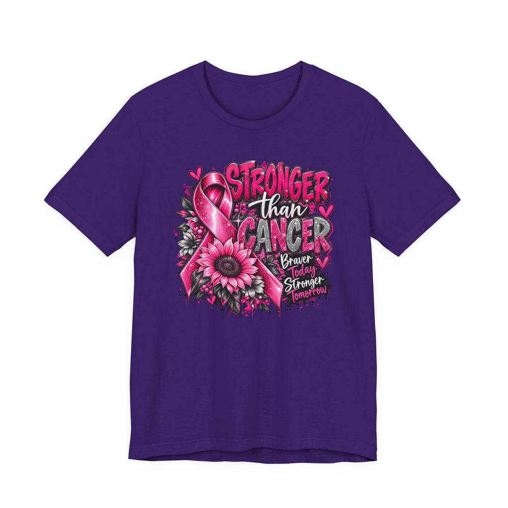 Stronger Than Cancer Breast Cancer Awareness T-Shirt | Pink Ribbon Graphic Tee