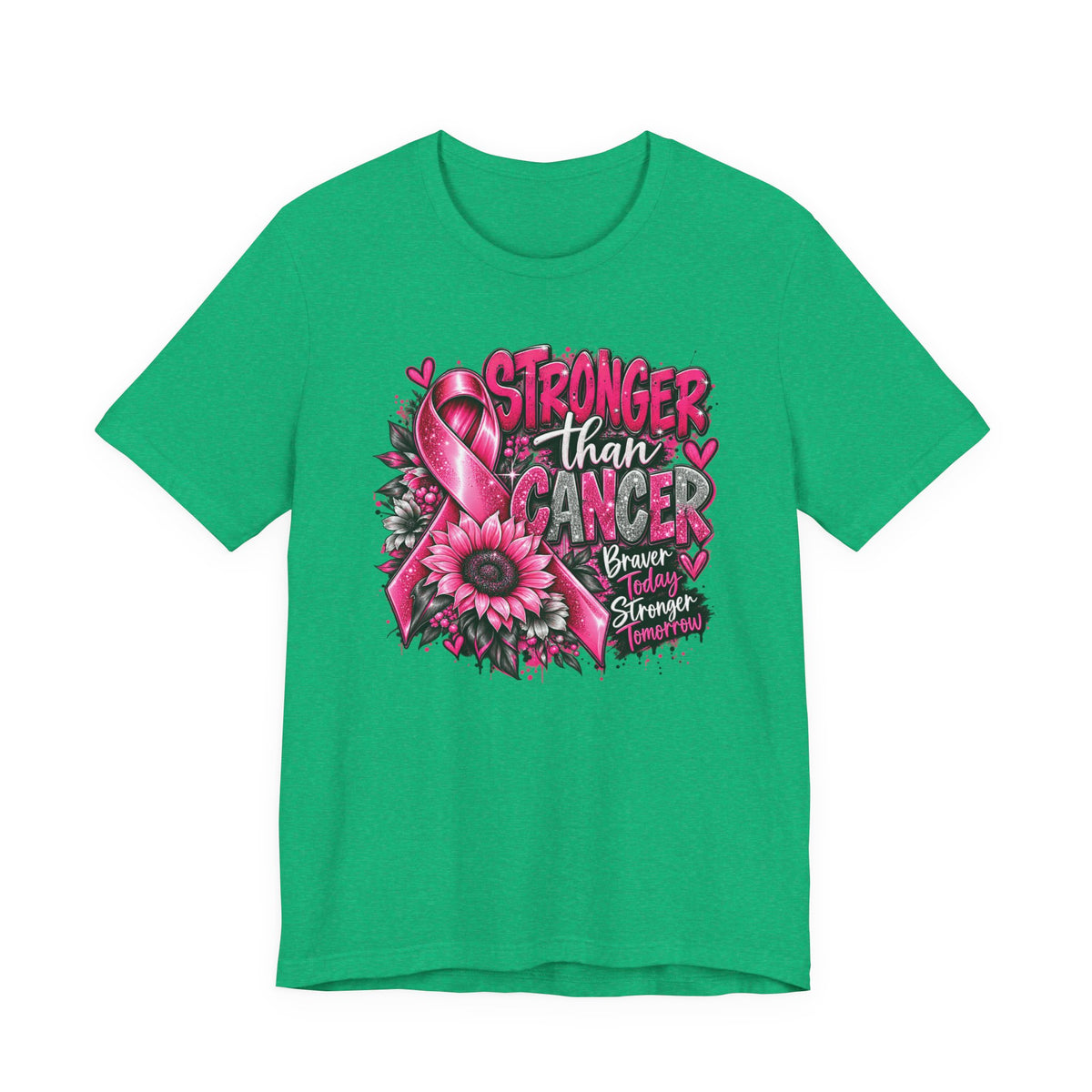 Stronger Than Cancer Breast Cancer Awareness T-Shirt | Pink Ribbon Graphic Tee