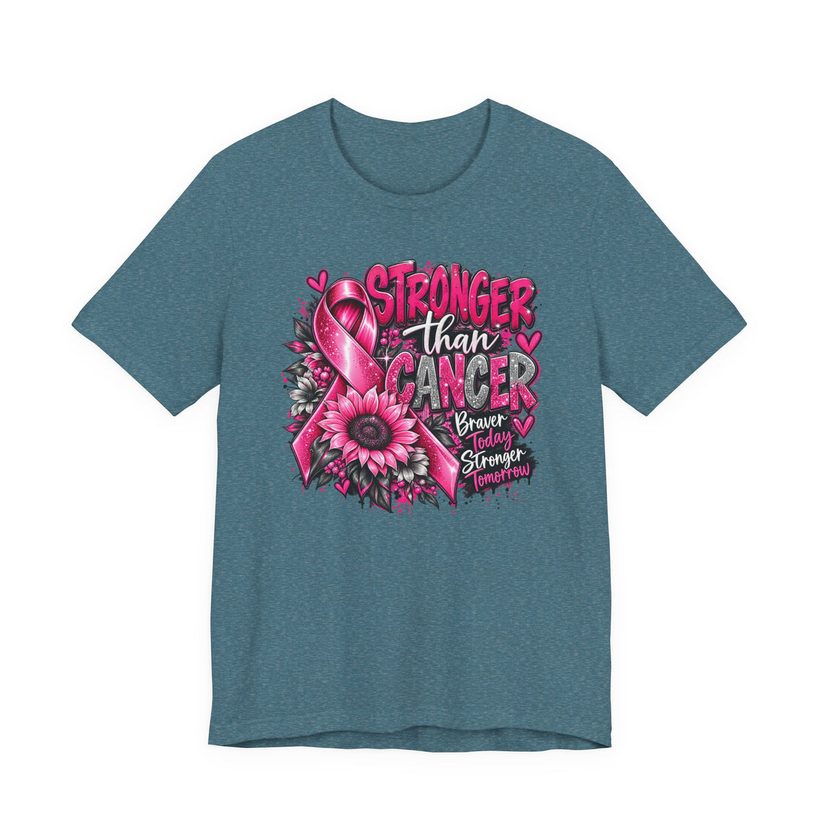 Stronger Than Cancer Breast Cancer Awareness T-Shirt | Pink Ribbon Graphic Tee